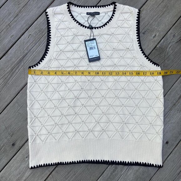 NWT Adrianna Papell Sweater Vest Womens L Cream Old Money Prep Heritage - Picture 5 of 8